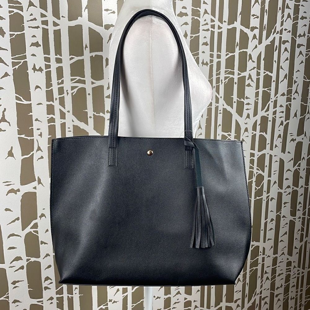 Passage Black PU Tote Bag NEW